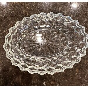 American Fostoria VEGETABLE BOWL DISH Oval Stacked Cube Design USA
